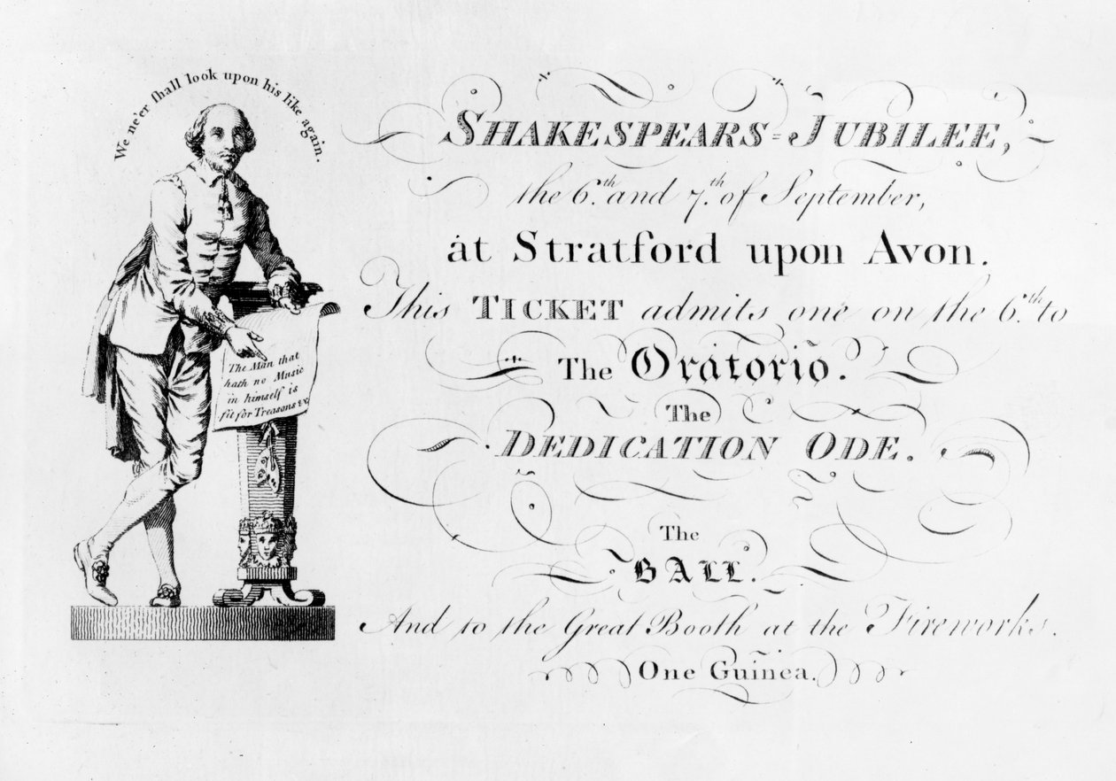 A Ticket for the Shakespeare Jubilee Celebrations, 1769 by English School