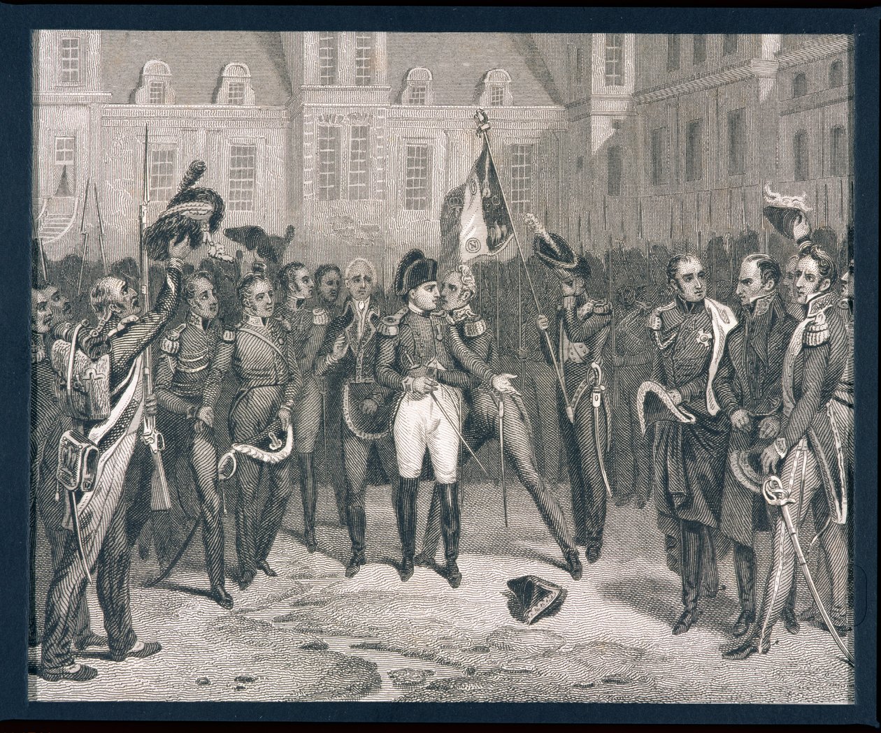 Adieu at Fontainebleau: Napoleon (1769-1821) says Farewell to Old Guard at Fontainebleau in 1814 by English School
