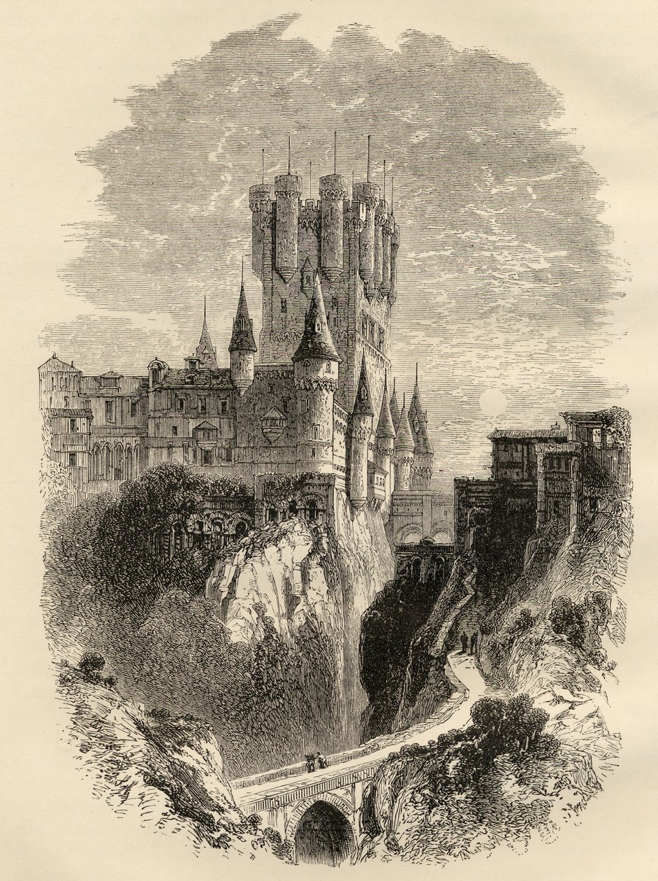 Alcazar at Segovia, Spain before the Fire of 1862, illustration from 