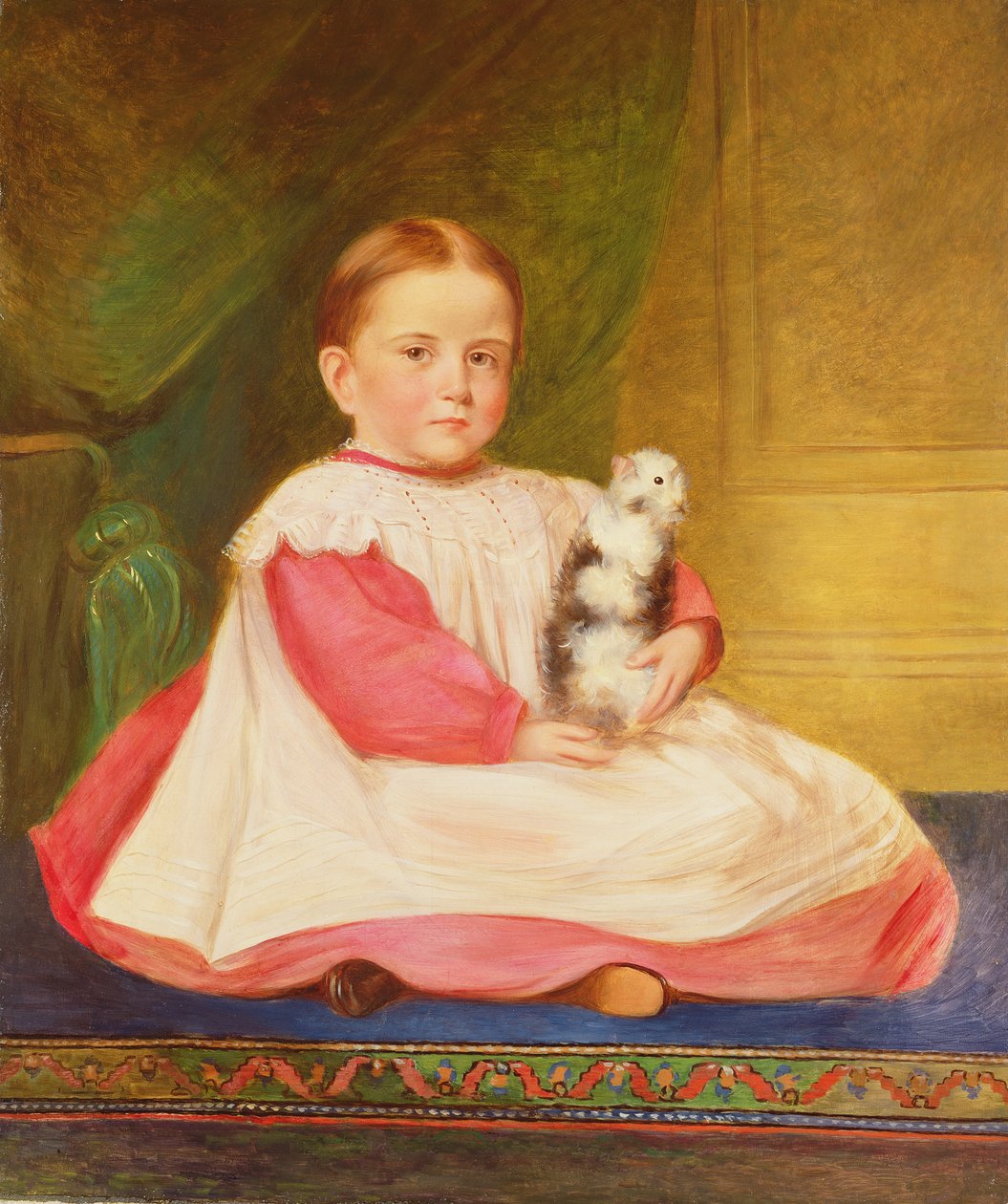 Child with guinea pig by English School