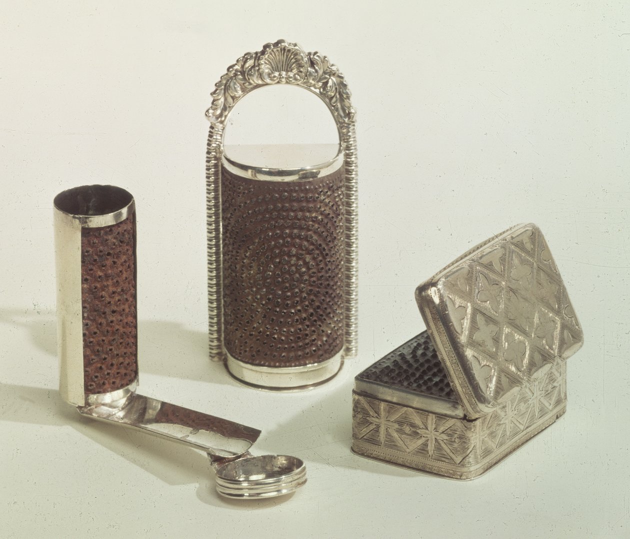 Collection of nutmeg graters, 1828-40 by English School
