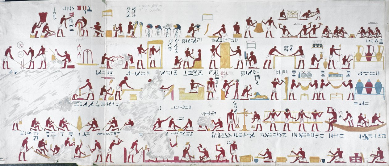 Copy of a Relief from the Tomb of Iby Depicting Craftsmen at Work by English School