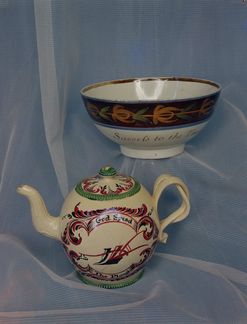Creamware Teapot decorated by W. Greatbach, c.1765 by English School