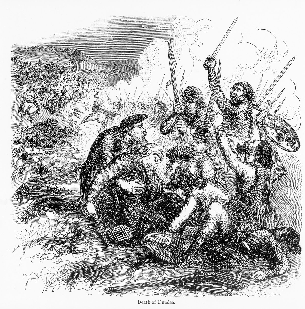 Death of Dundee, engraved by Crane by English School