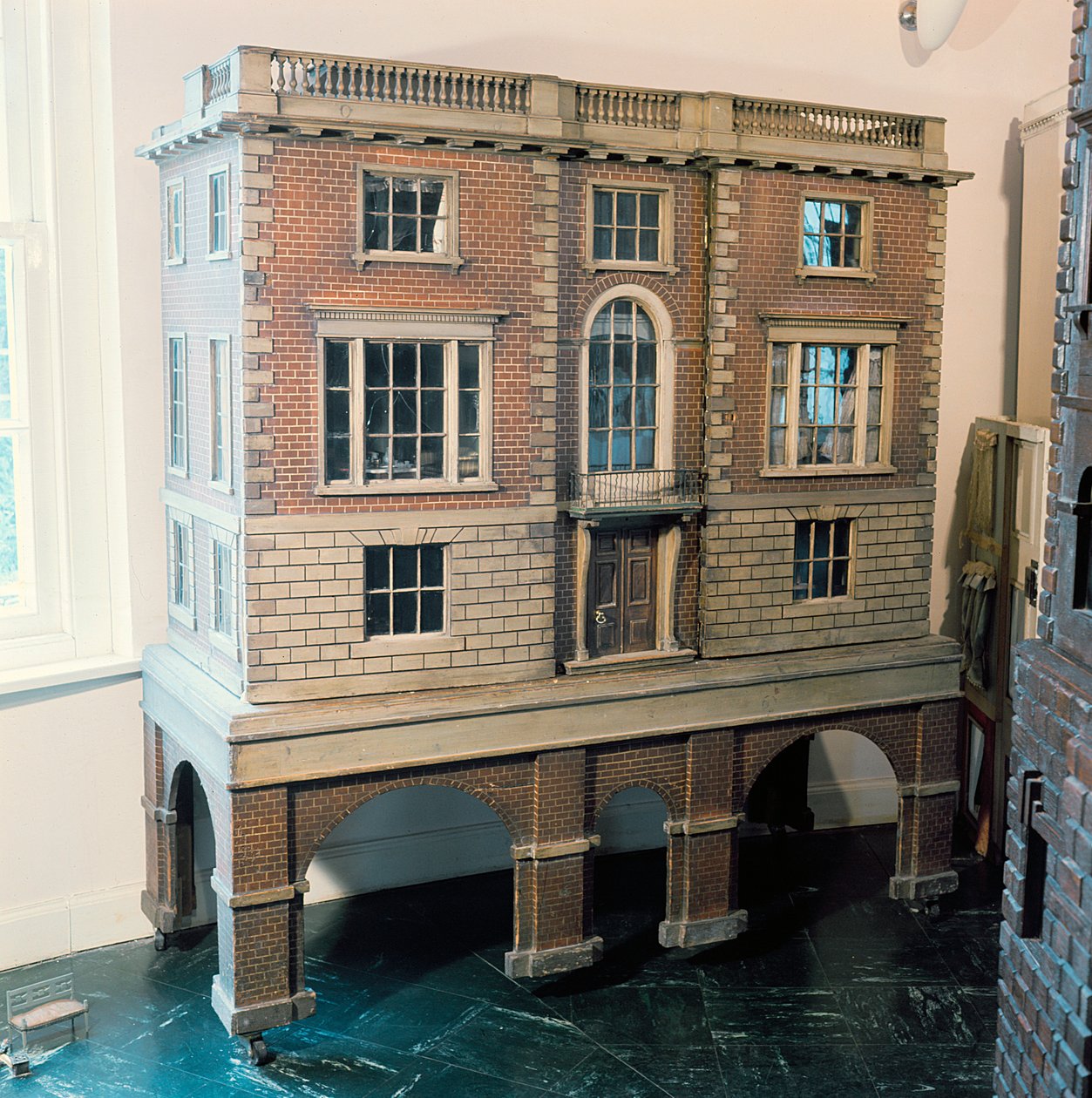 English balustraded dolls house with balcony, c.1775 by English School