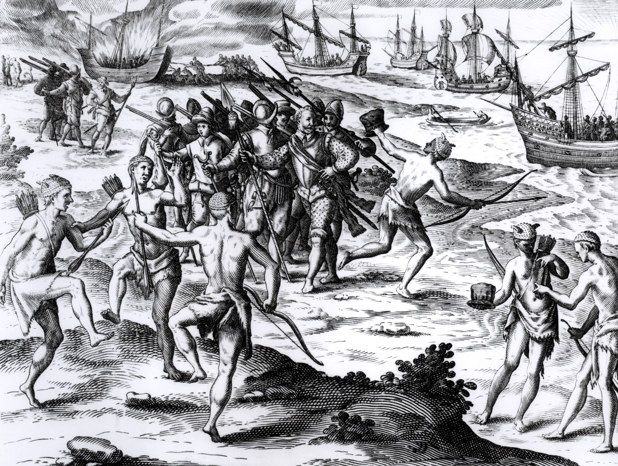 Francis Drake in the New World by English School