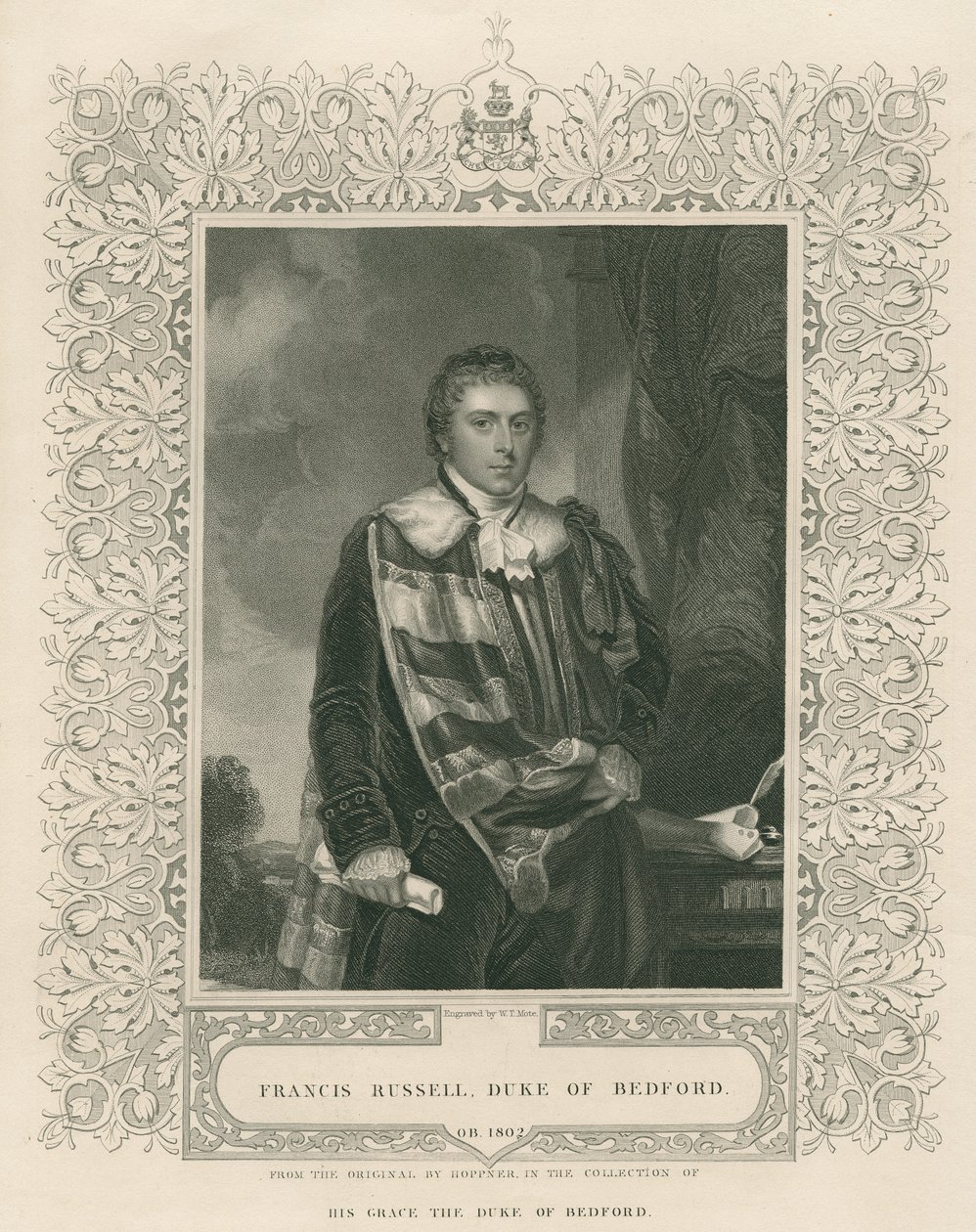 Francis Russell, 5th Duke of Bedford, engraved by W. T. Mote by English School