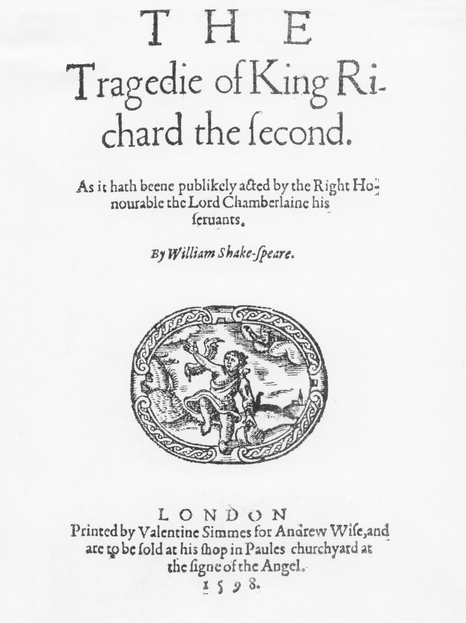 Frontispiece for The Tragedy of King Richard the Second, by William Shakespeare, 1598 by English School