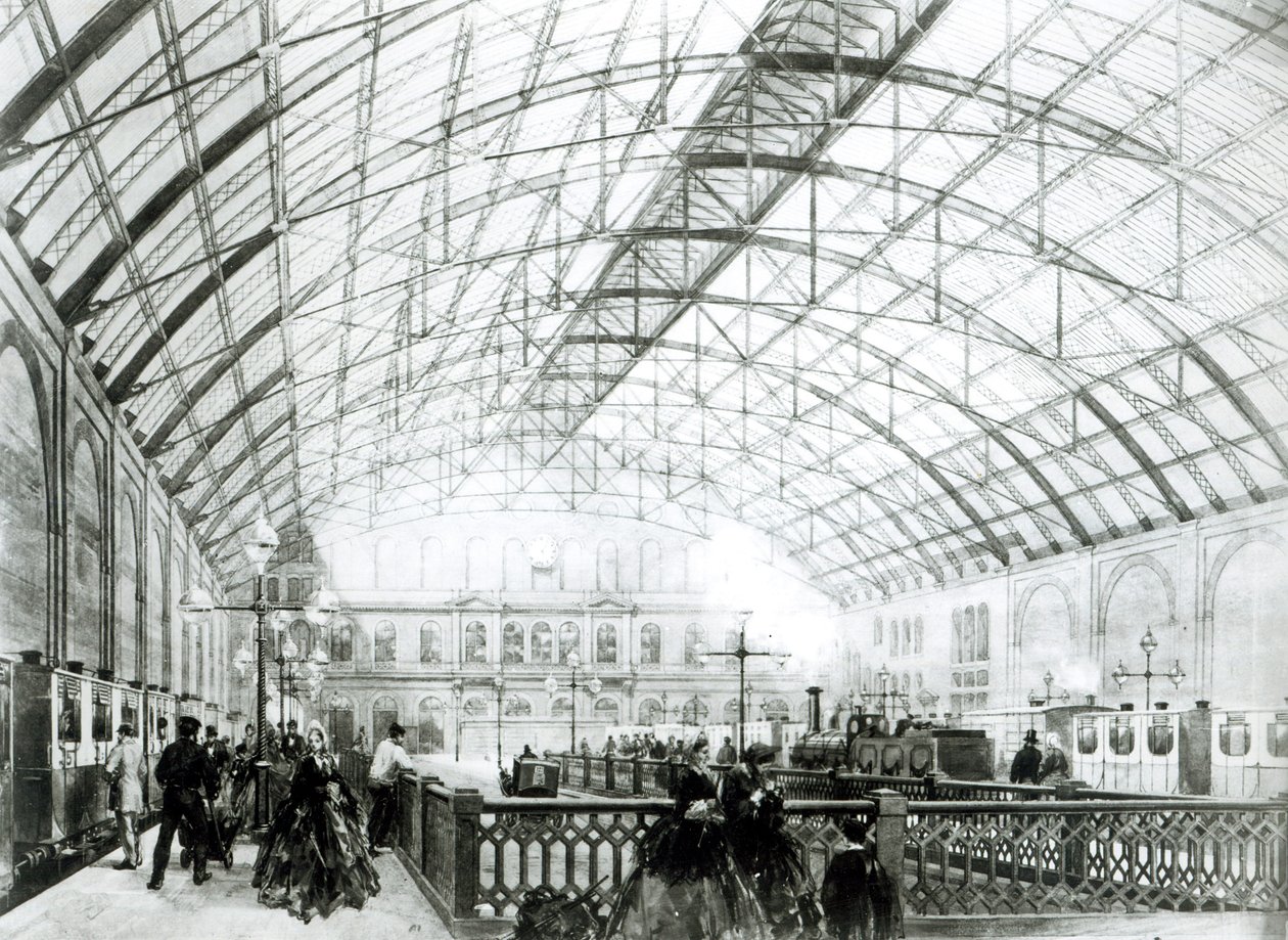 Interior of Charing Cross Station (engraved by the Kell Brothers) by English School