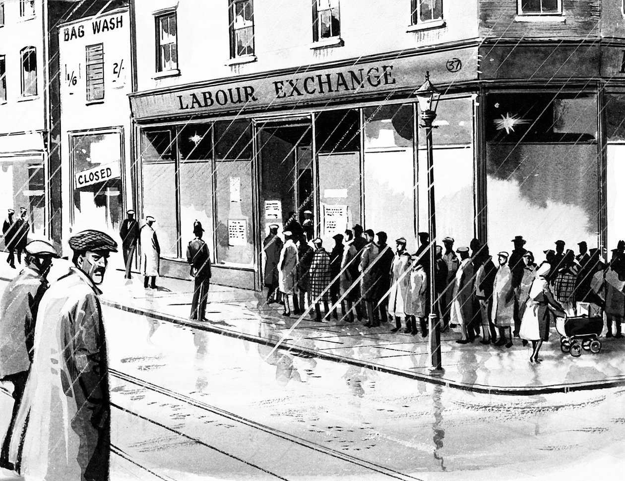 Labour exchange in the UK nine months after the Wall Street Crash of 1929 by English School