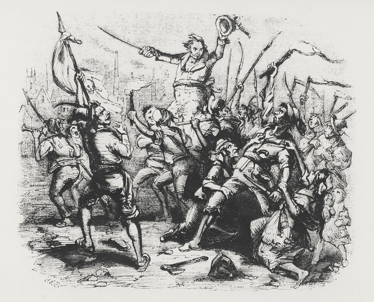 Luddite Rioters by English School