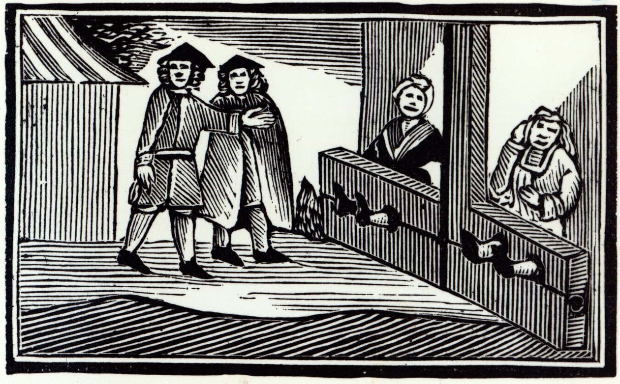 Man and Woman in the Stocks by English School