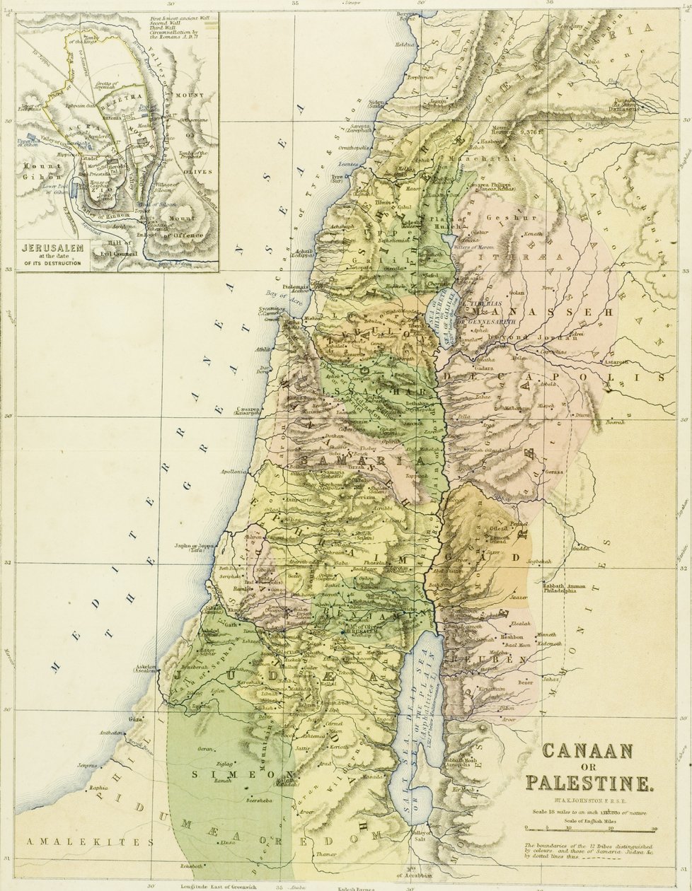 Map of Canaan, or Palestine, published by A.K Johnstone by English School