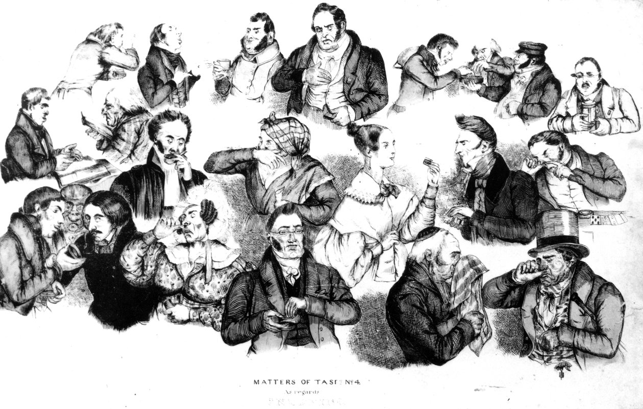 Matters of Taste No.4 As Regards Snuffing, print made by W und J O Clerk, c.1835-40 by English School
