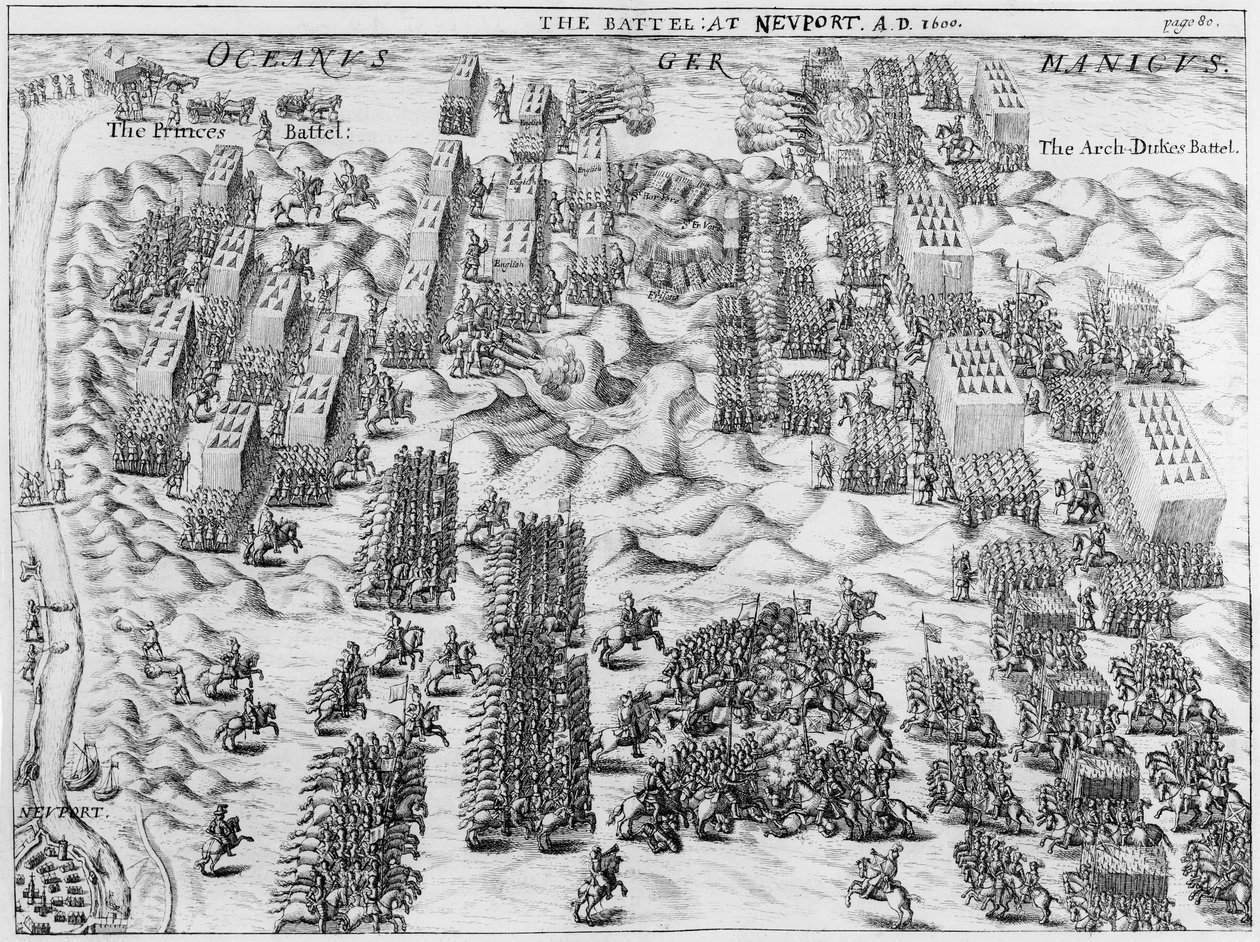 Maurice Defeats the Austrians at the Battle of Nieuport, 1600 by English School