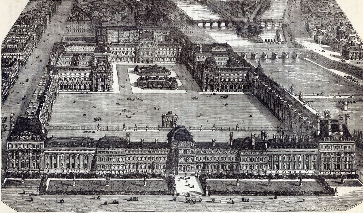 Modern view of the Tuileries and the Louvre, Paris by English School