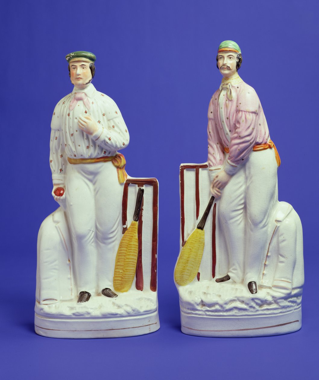 Pair of Staffordshire Pottery Cricketers Representing George Parr and Julius Caesar by English School