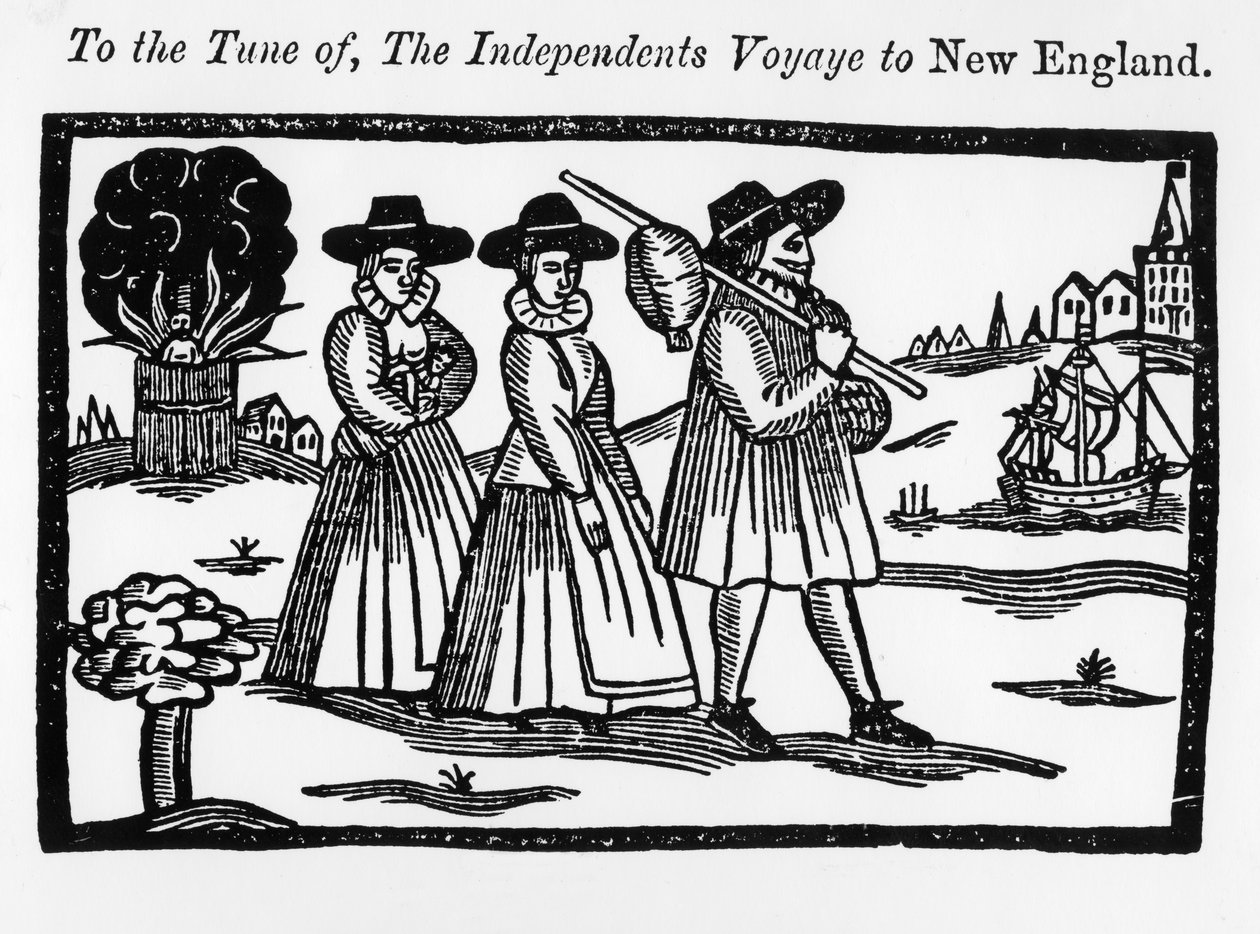 Pilgrims set sail on the Mayflower by English School