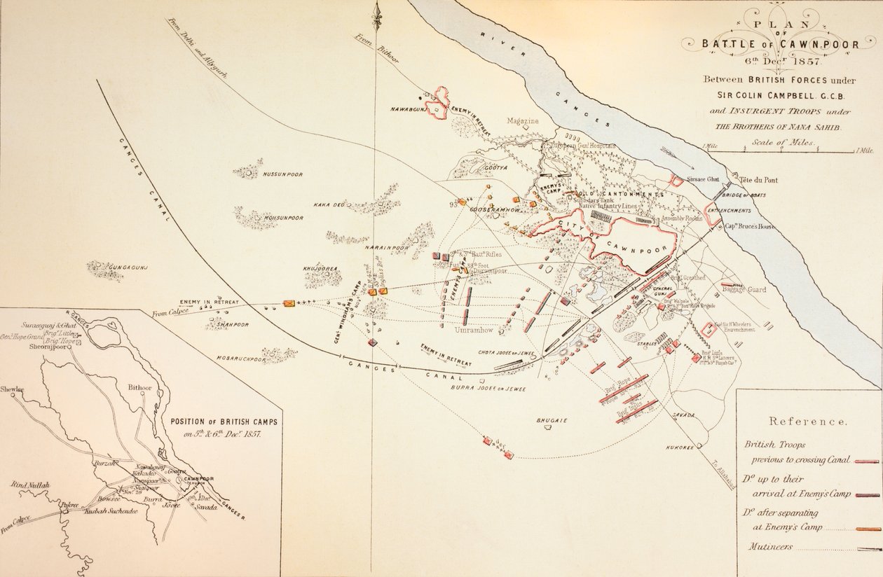 Plan of the Battle of CawnPoor by English School
