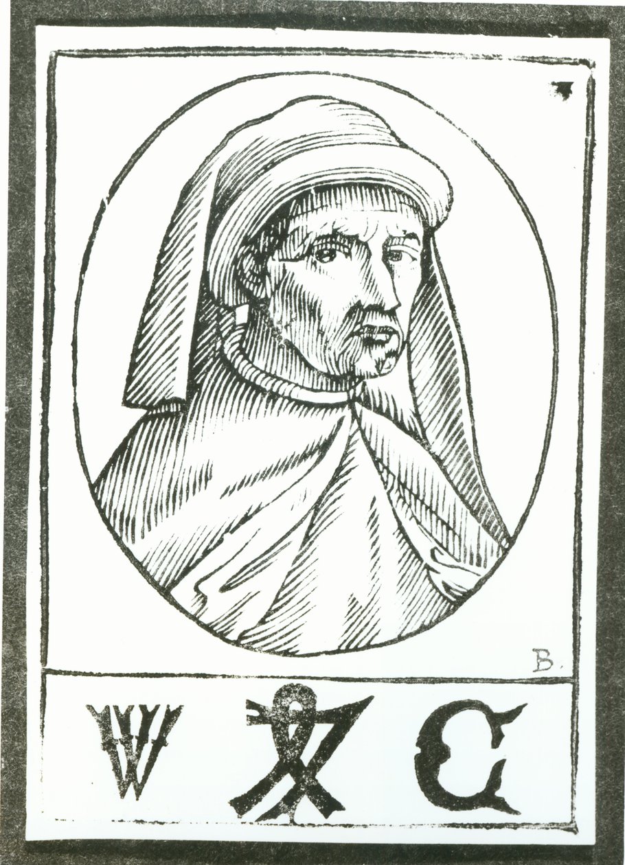 Portrait of William Caxton and His Printer