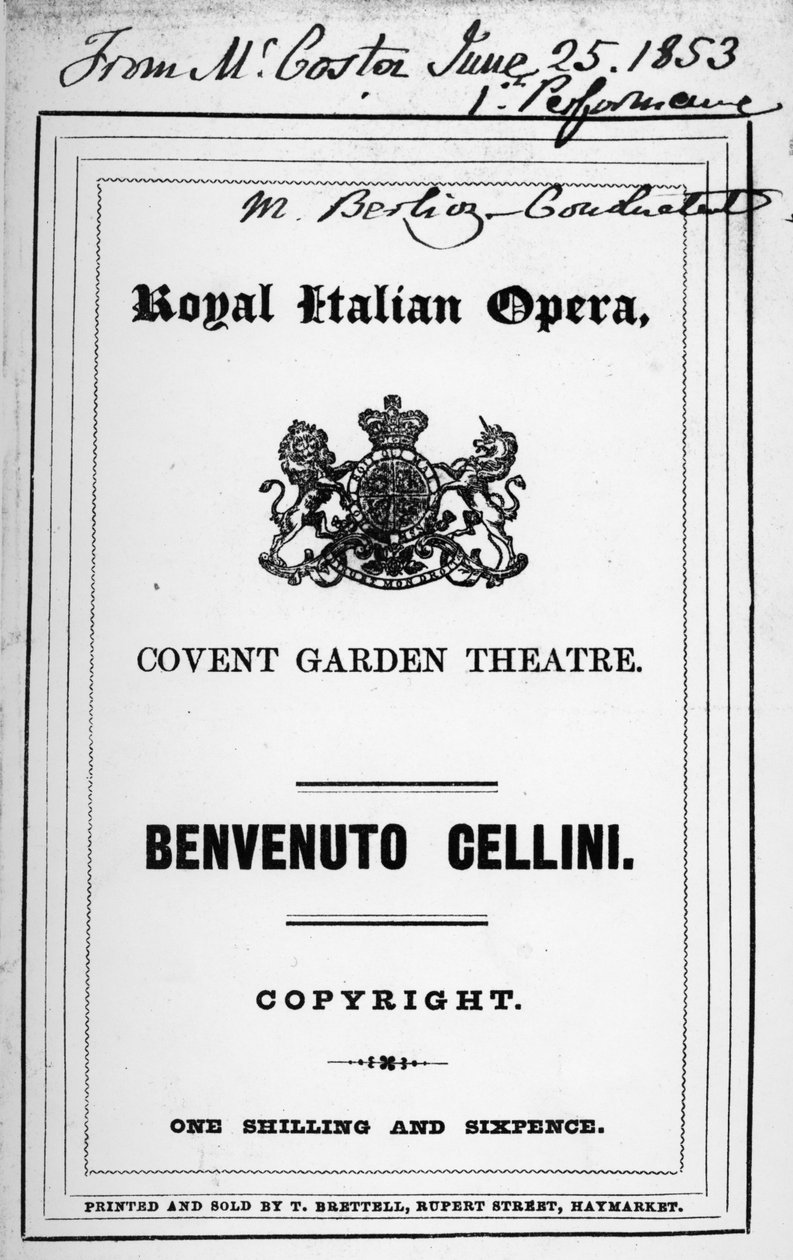 Programme for the opera 