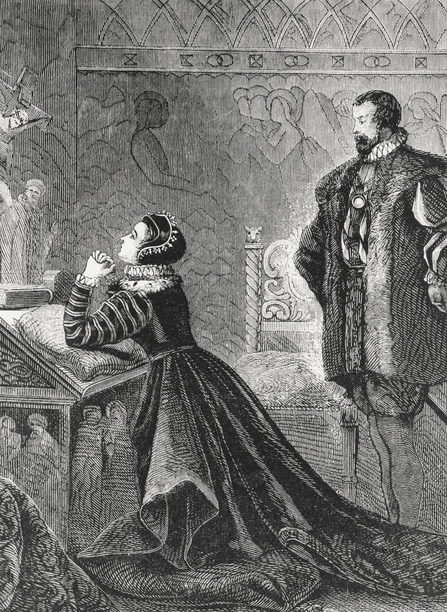 Queen Mary in her Private Oratory by English School
