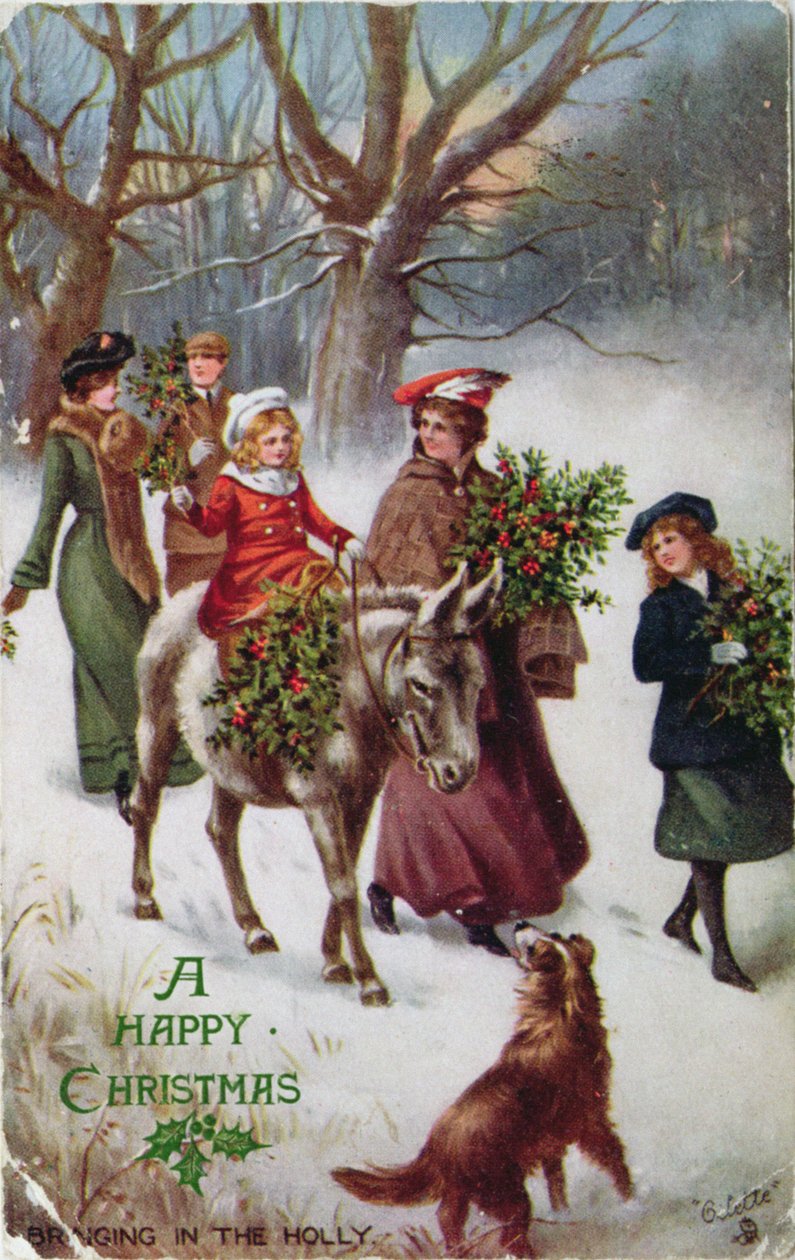 Riding the Donkey through the Snow, Christmas Card by English School