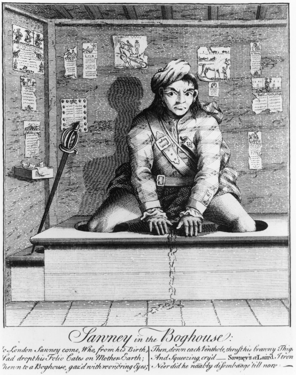 Sawney in the Boghouse by English School