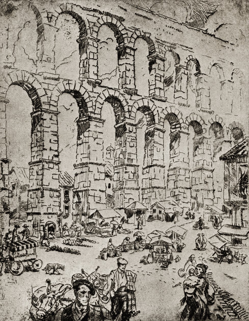 The Aqueduct at Segovia by English School