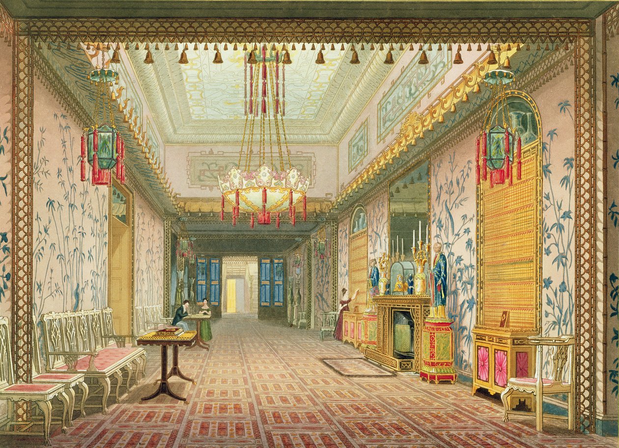 The Corridor or Long Gallery in its Final Phase, from Views of the Royal Pavilion, Brighton by English School