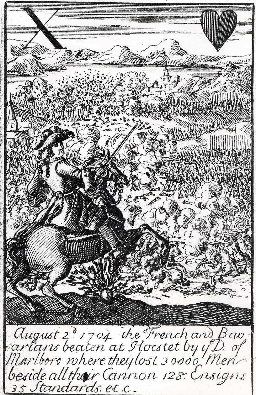The Duke of Marlborough Defeats the French and Bavarians at the Battle of Blenheim, English Playing Card by English School