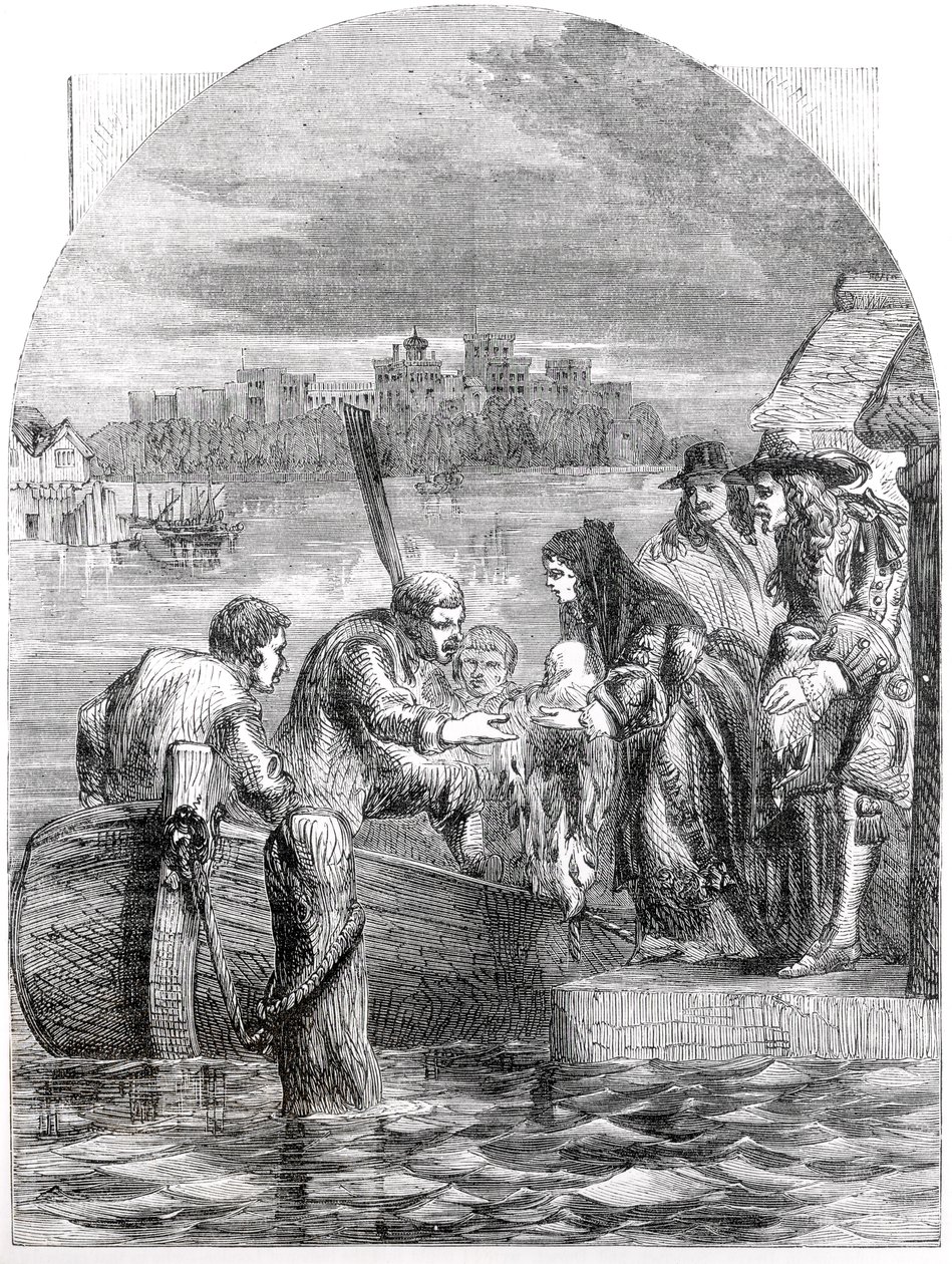 The Flight of the Queen of James II, December 1688 by English School