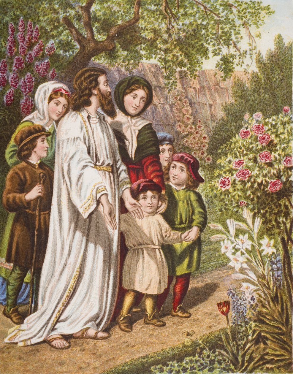 The Interpreter with the Pilgrims in the garden, illustration from 