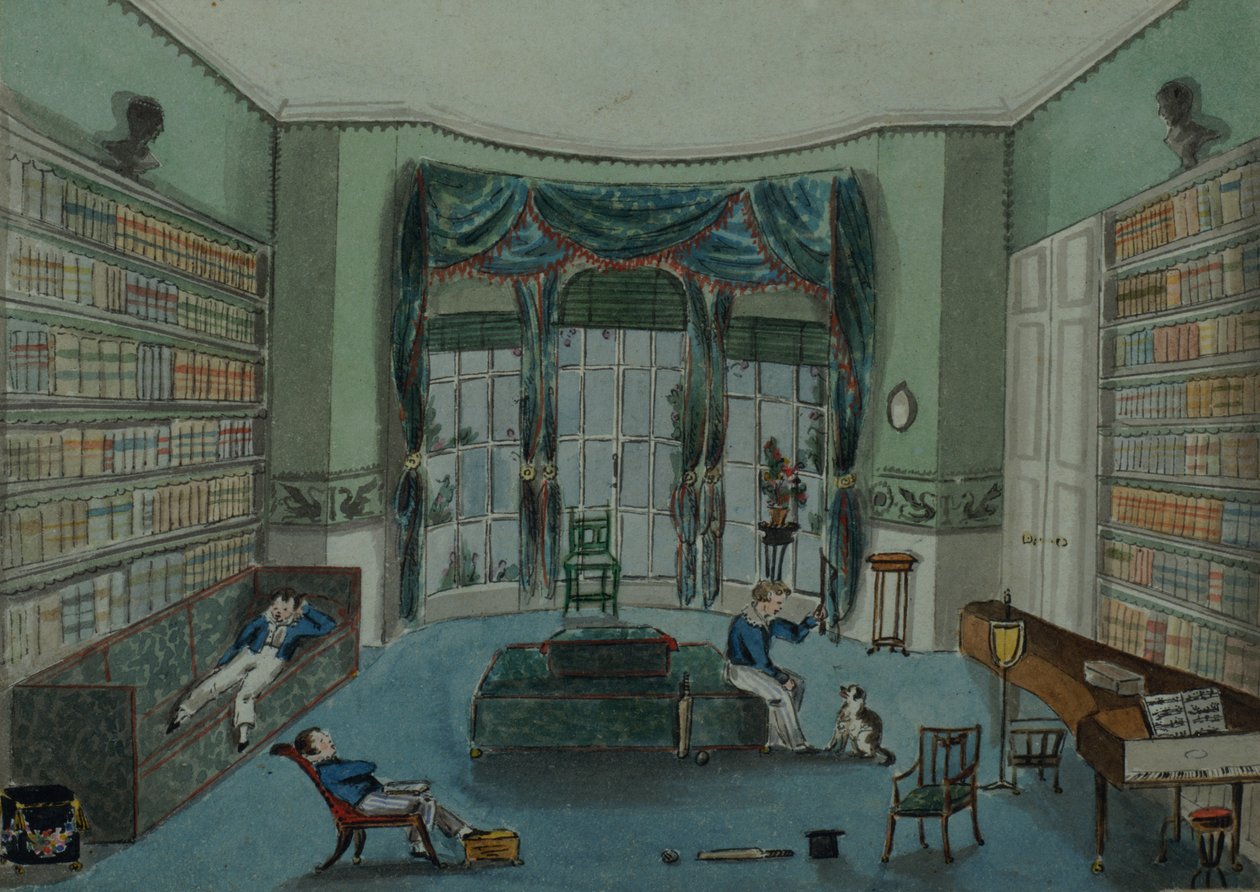 The Library, c.1820, Battersea Rise by English School