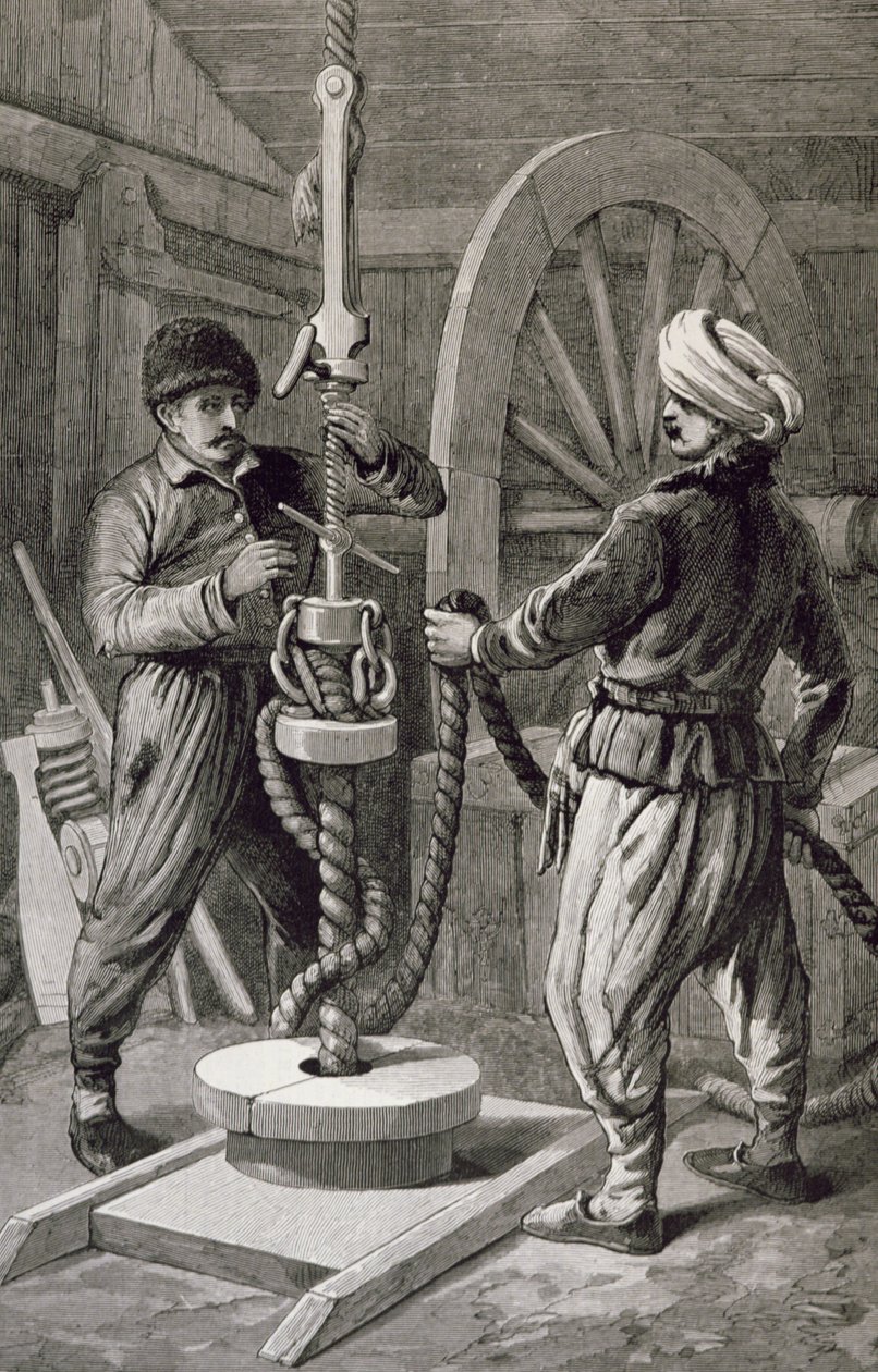 The Petroleum Wells at Baku on the Caspian: Boring a Petroleum Oil Well by English School