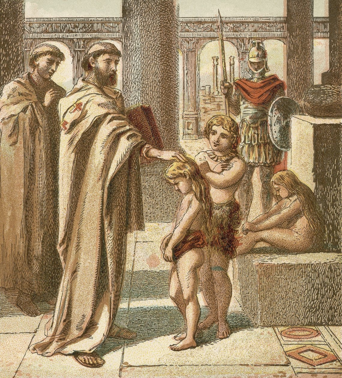 The Pope and the Saxon Children by English School