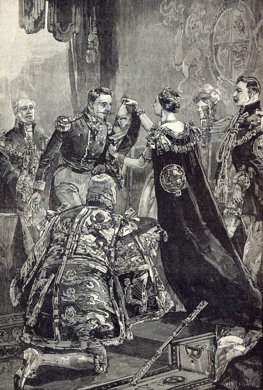 The Queen Investing the Emperor of the French with the Order of the Garter by English School