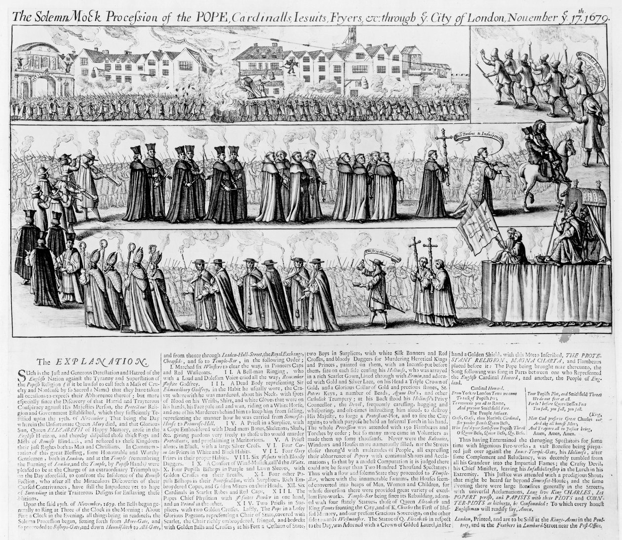 The Solemn Mock Procession of the Pope, Cardinals, Jesuits and Fryers Through the City of London on 