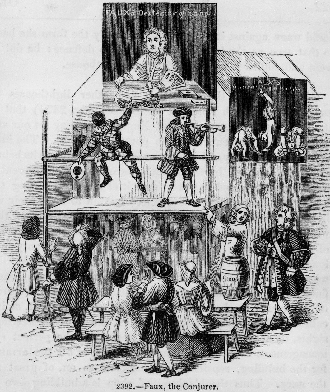 Two Adverts Relating to Faux, the Conjurer (detail) by English School