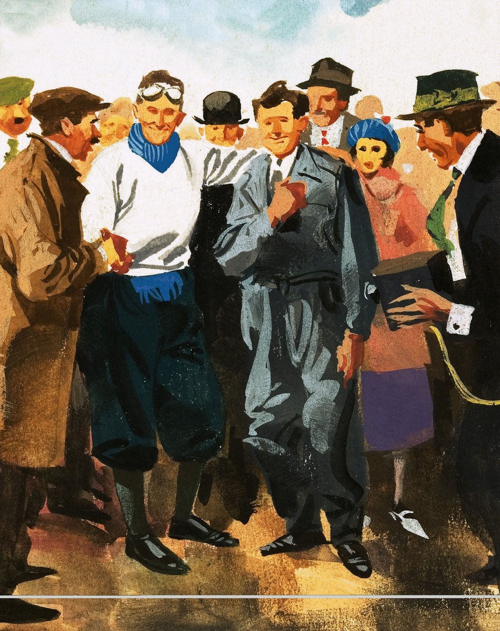 Unidentified man being greeted by crowds and a photographer by English School