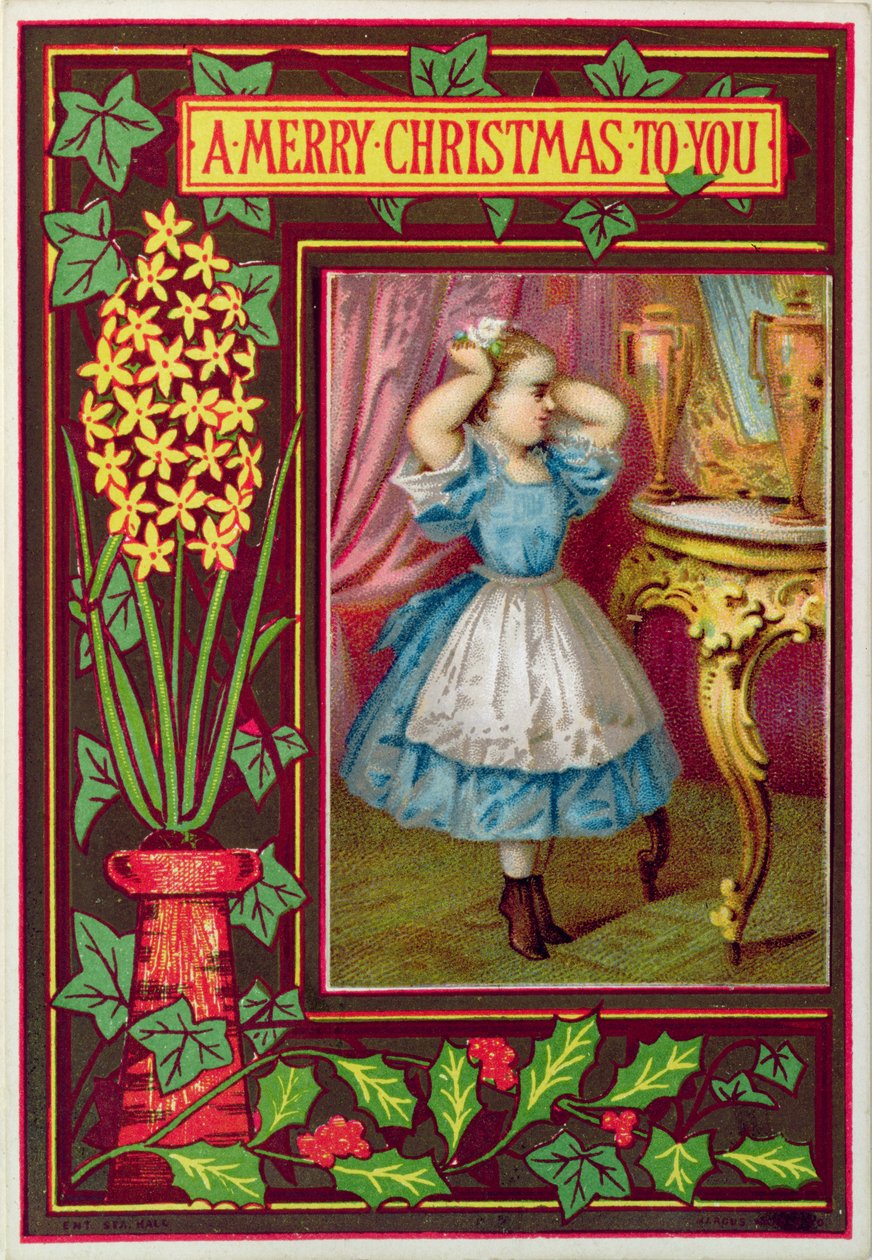 Victorian Christmas Card by English School