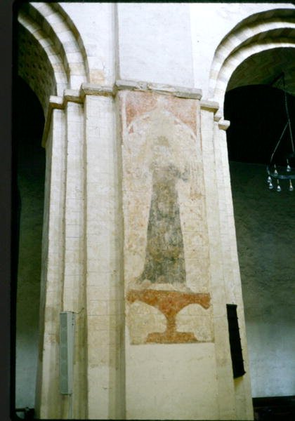 Wall painting from a Norman nave pier by English School