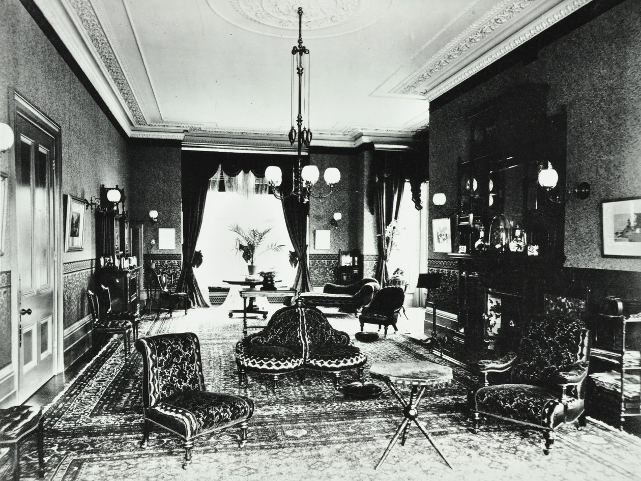 18 Addison Road: drawing room, 1890 by English Photographer