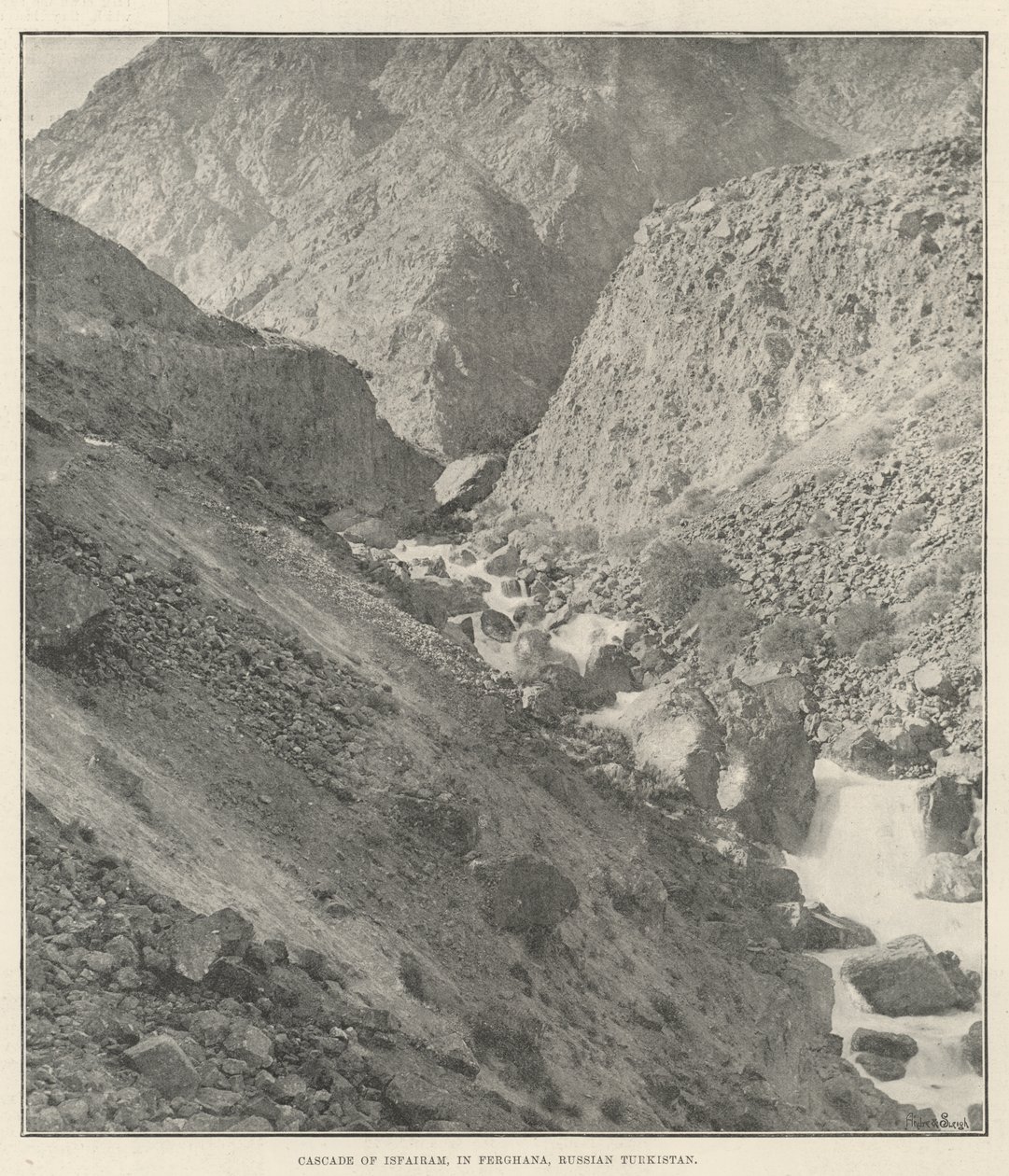 Cascade of Isfairam, in Ferghana, Russian Turkistan by English Photographer