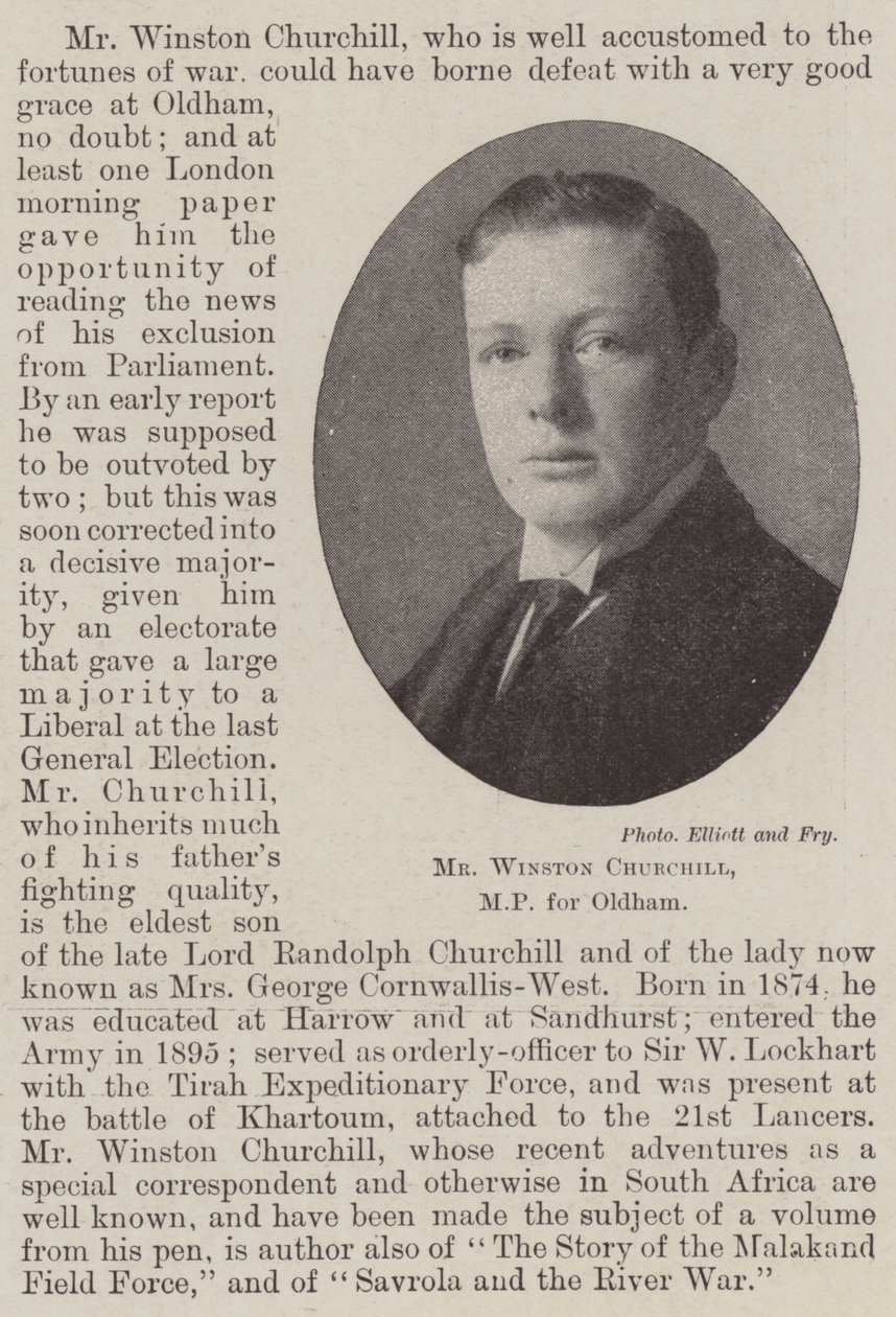 Mr Winston Churchill, MP for Oldham by English Photographer