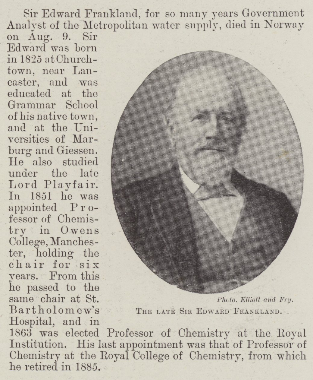 The Late Sir Edward Frankland by English Photographer