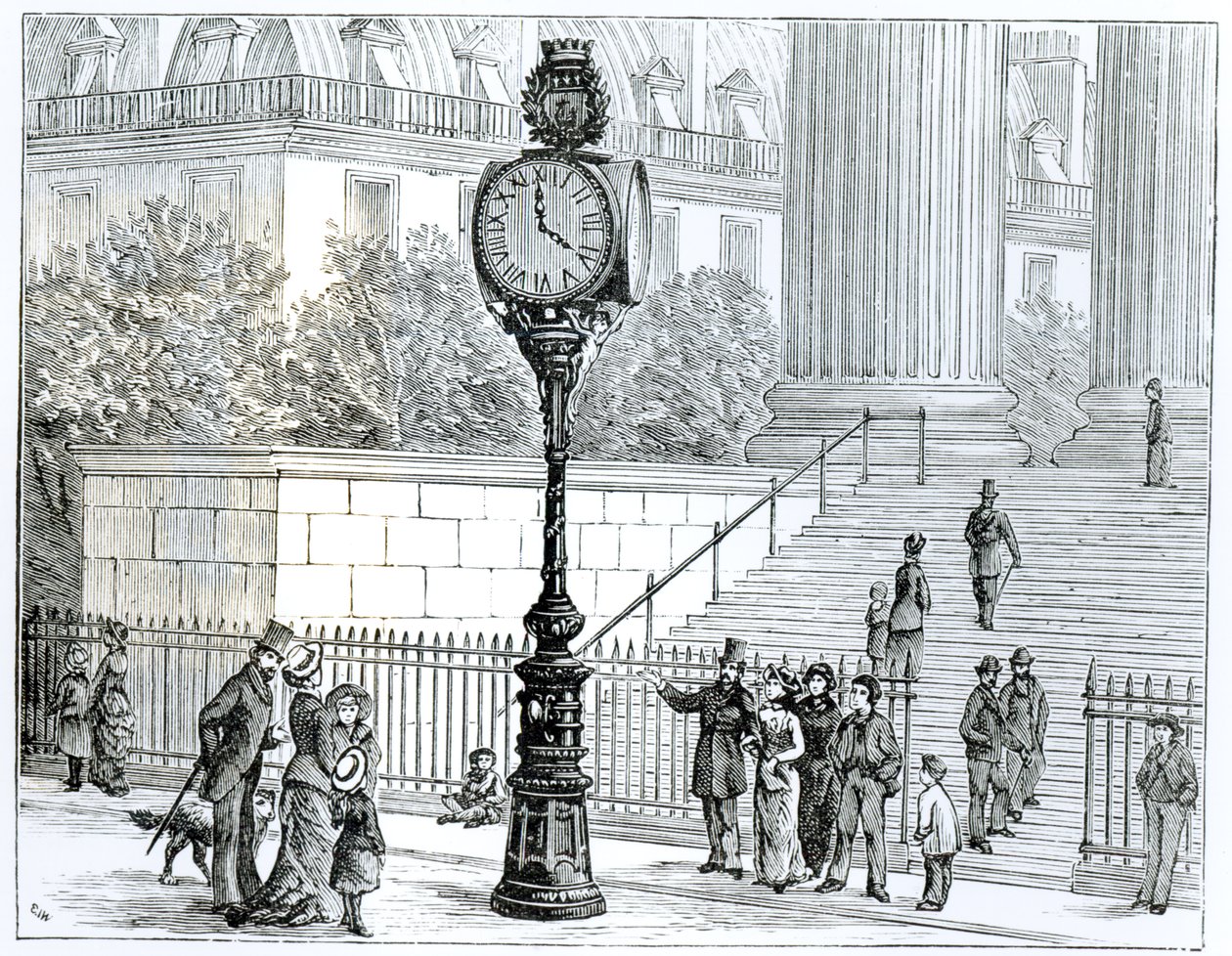 A Crowd Admires a Pneumatic Clock by English School