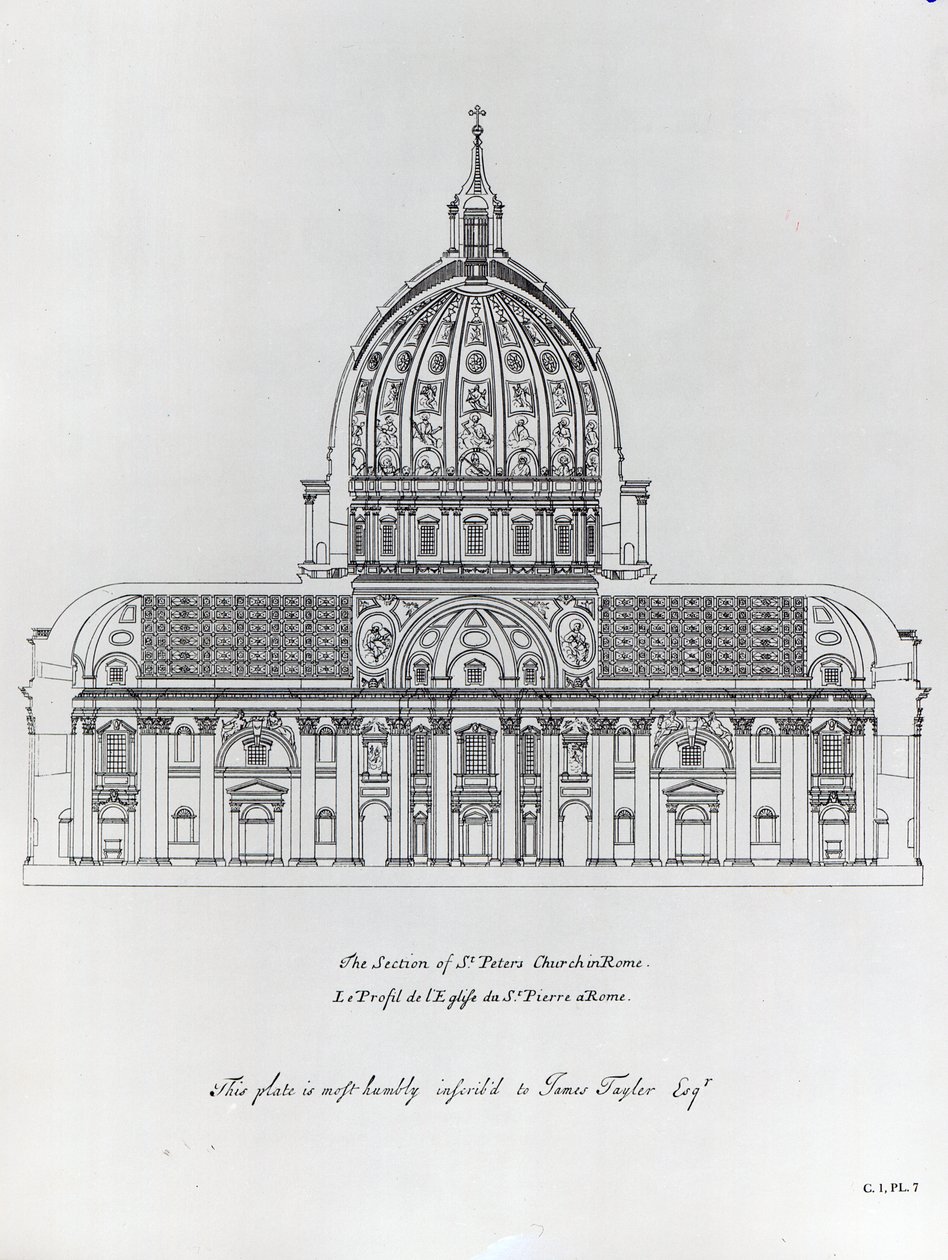 A cross-section of St. Peters, Rome by English School