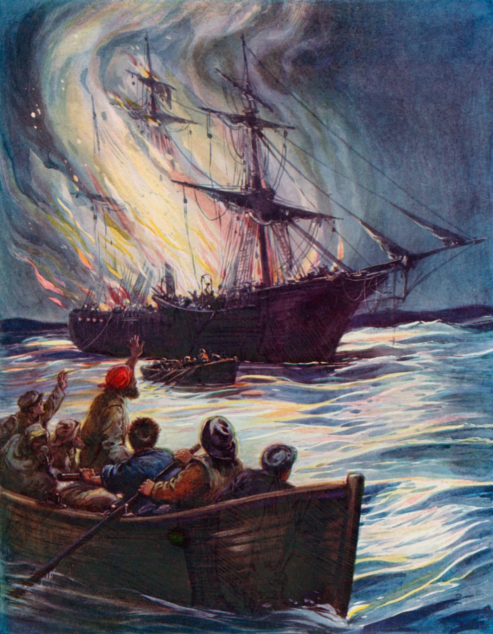 A fire at sea by English School