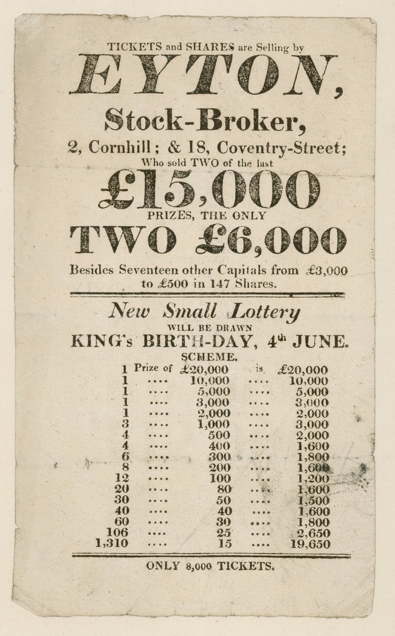 Advertisement for State Lottery by English School